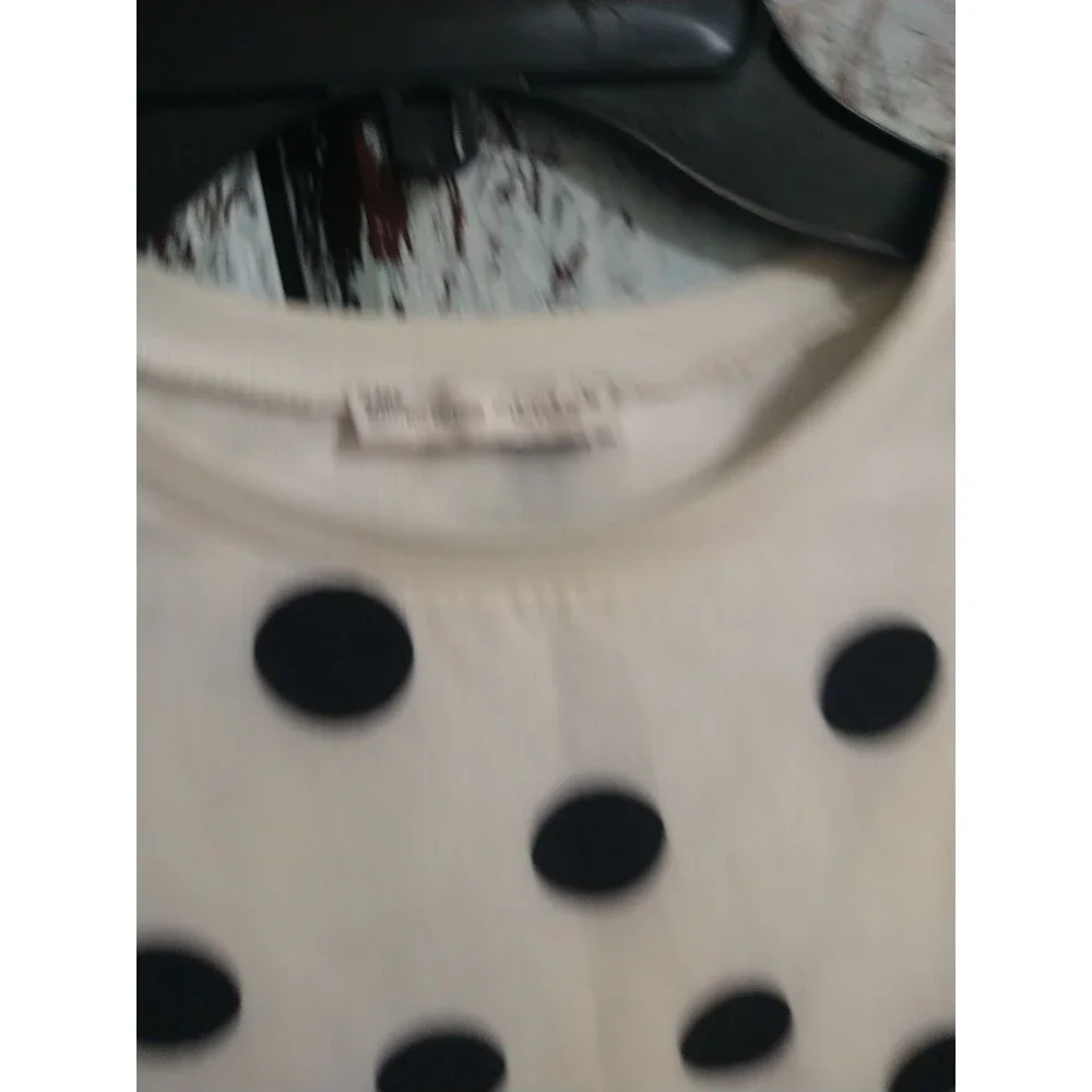 Zara Cream Blouse with Black Polka Dots and Puff Sleeves